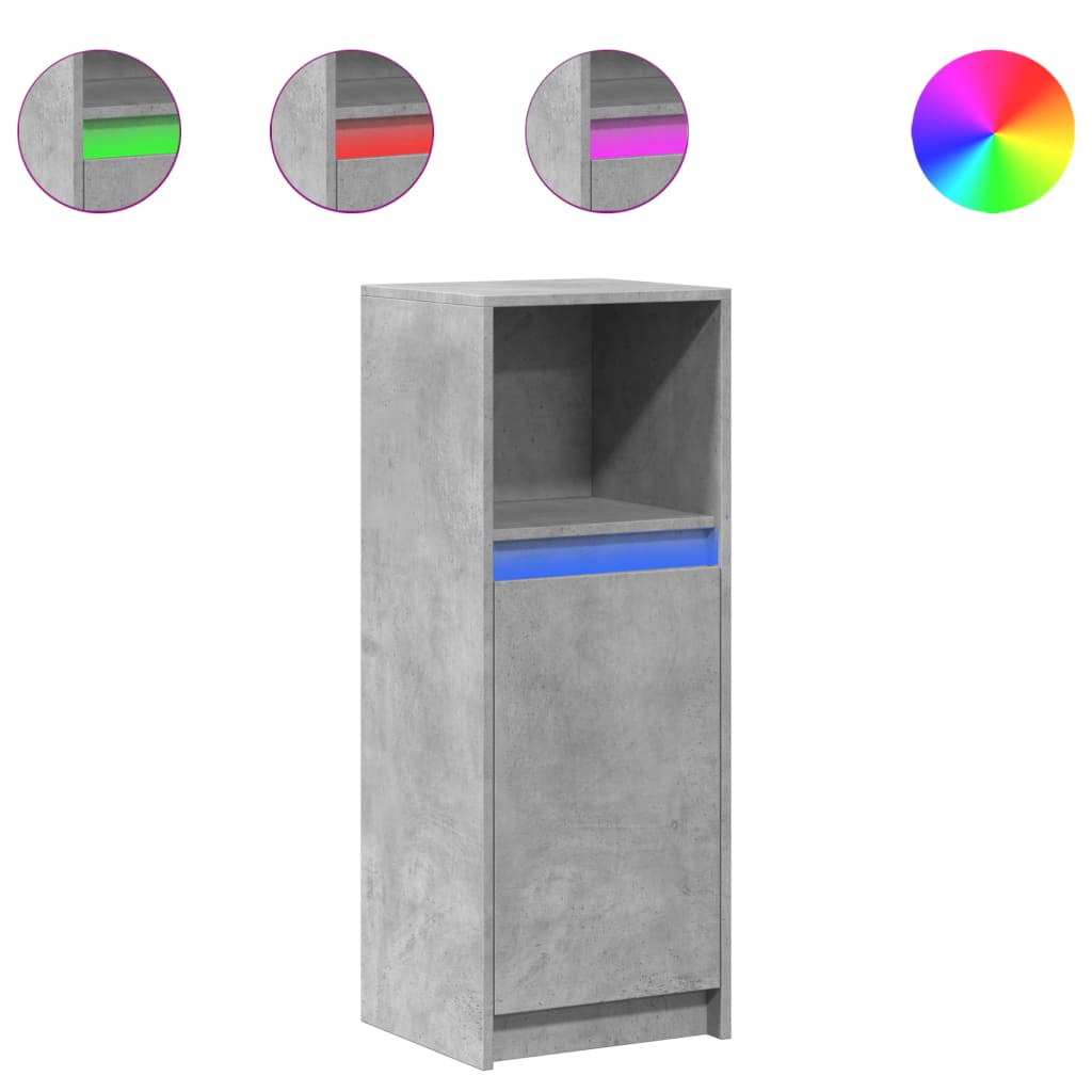 Ντουλάπι με Φώτα LED Γκρι Σκυρ. 38x34x100εκ. Επεξεργασμένο Ξύλο - Pakobazaar