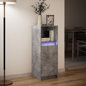 Ντουλάπι με Φώτα LED Γκρι Σκυρ. 38x34x100εκ. Επεξεργασμένο Ξύλο - Pakobazaar