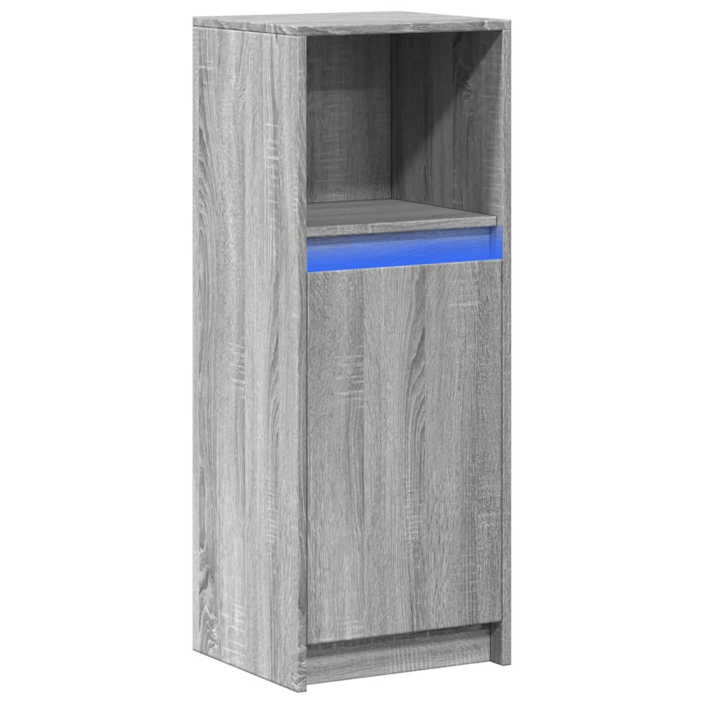 Ντουλάπι με Φώτα LED Γκρι Sonoma 38x34x100εκ Επεξεργασμένο Ξύλο - Pakobazaar