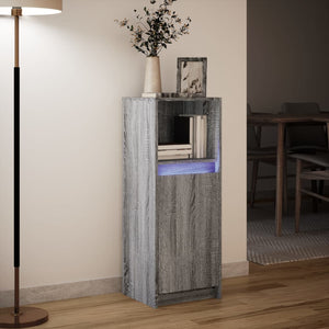 Ντουλάπι με Φώτα LED Γκρι Sonoma 38x34x100εκ Επεξεργασμένο Ξύλο - Pakobazaar