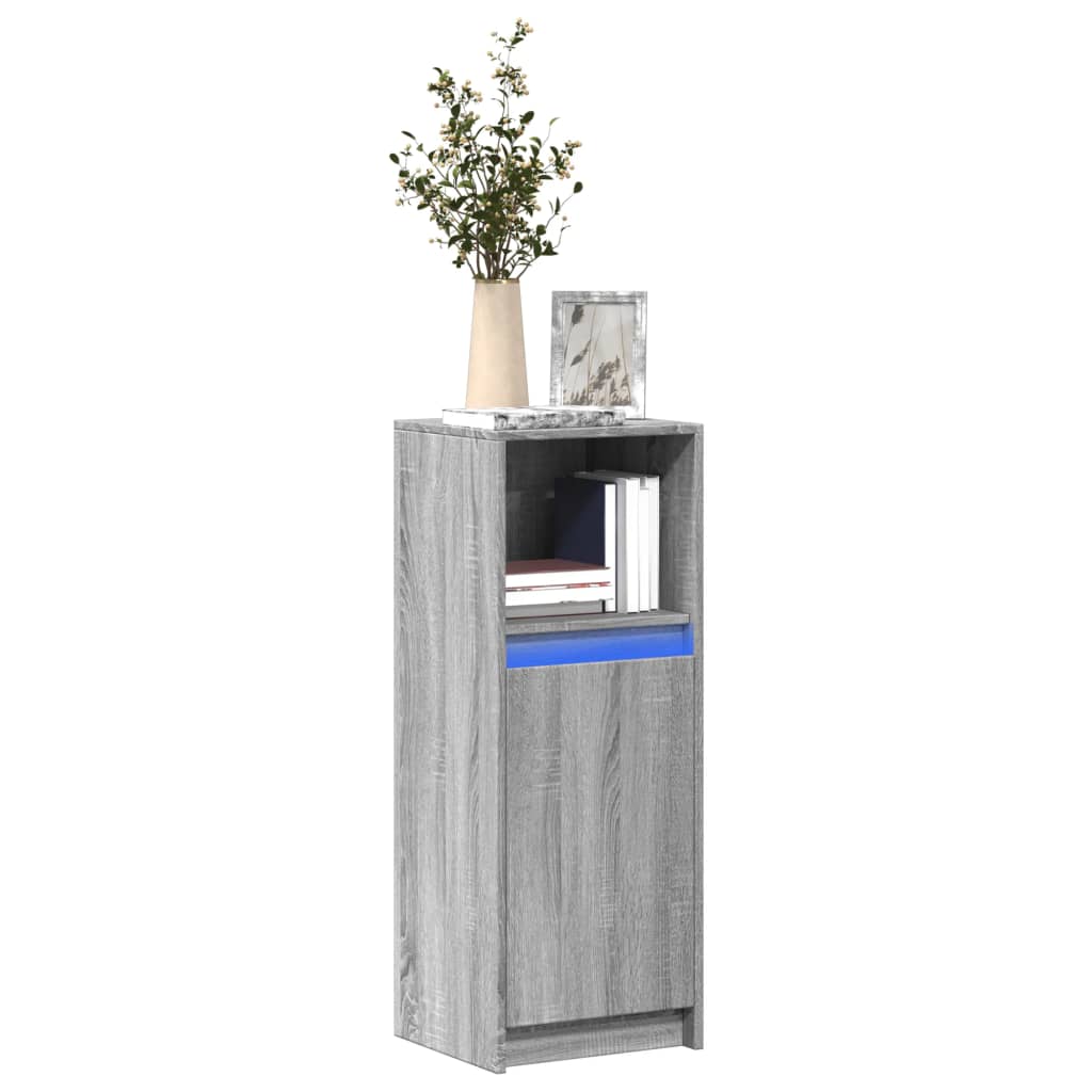 Ντουλάπι με Φώτα LED Γκρι Sonoma 38x34x100εκ Επεξεργασμένο Ξύλο - Pakobazaar