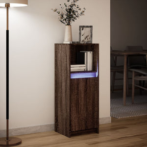 Ντουλάπι με Φώτα LED Καφέ Δρυς 38x34x100 εκ. Επεξεργασμένο Ξύλο - Pakobazaar