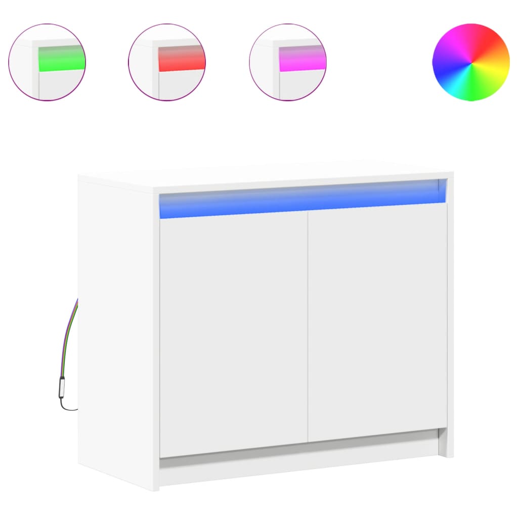 Μπουφές με Φώτα LED Λευκός 72x34x61 εκ. από Επεξεργασμένο Ξύλο - Pakobazaar