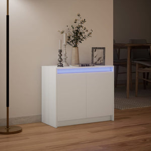 Μπουφές με Φώτα LED Λευκός 72x34x61 εκ. από Επεξεργασμένο Ξύλο