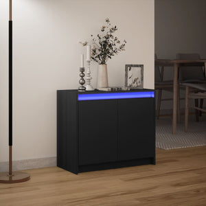 Ντουλάπι με Φώτα LED Μαύρη 72x34x61 εκ. Επεξεργασμένο Ξύλο