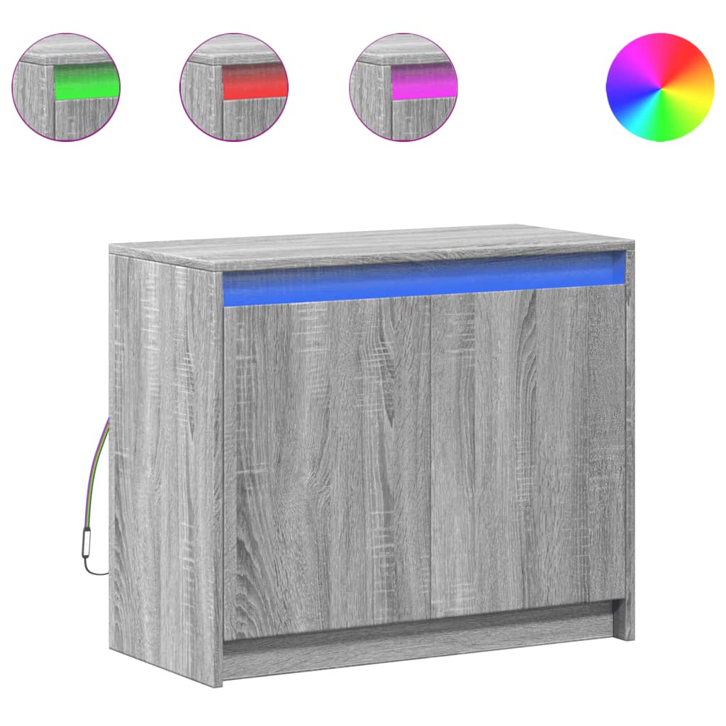Ντουλάπι με Φώτα LED Γκρι Sonoma 72x34x61 εκ Επεξεργασμένο Ξύλο - Pakobazaar