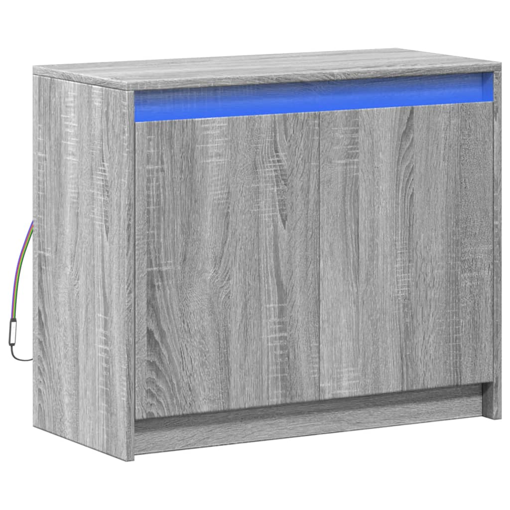 Ντουλάπι με Φώτα LED Γκρι Sonoma 72x34x61 εκ Επεξεργασμένο Ξύλο - Pakobazaar