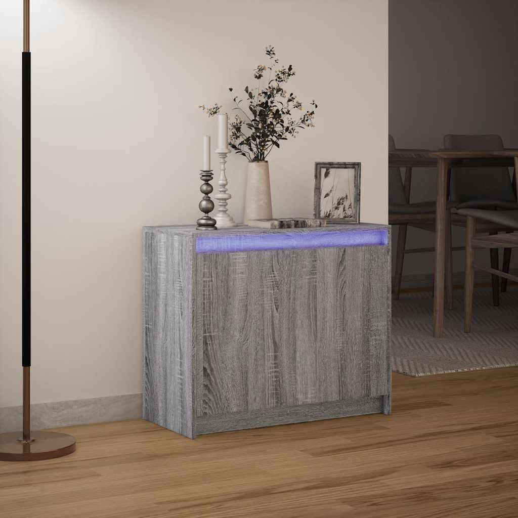 Ντουλάπι με Φώτα LED Γκρι Sonoma 72x34x61 εκ Επεξεργασμένο Ξύλο - Pakobazaar
