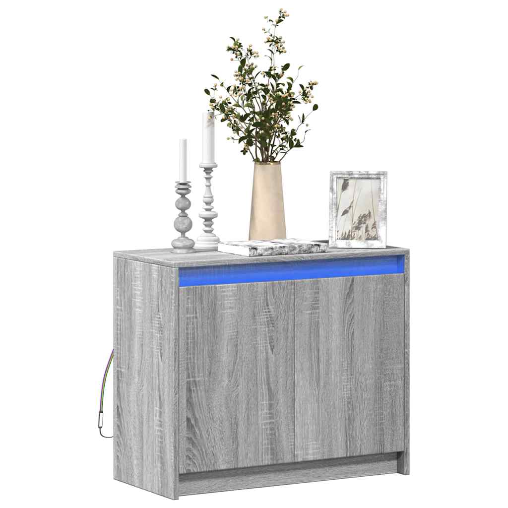 Ντουλάπι με Φώτα LED Γκρι Sonoma 72x34x61 εκ Επεξεργασμένο Ξύλο - Pakobazaar