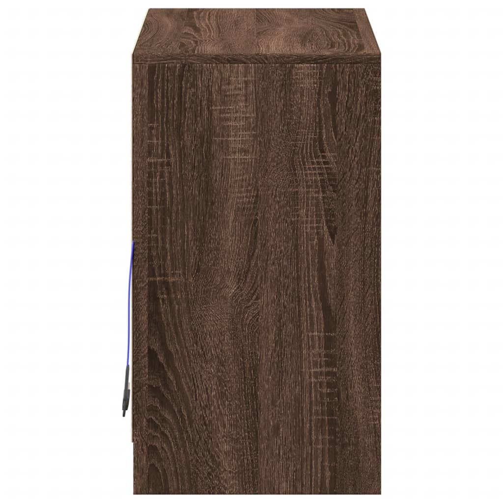 Ντουλάπι με Φώτα LED Καφέ Δρυς 72x34x61 εκ. Επεξεργασμένο Ξύλο - Pakobazaar