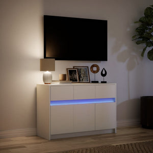 Έπιπλο Τηλεόρασης με LED Λευκό 91x34x61 εκ. από Επεξ. Ξύλο - Pakobazaar