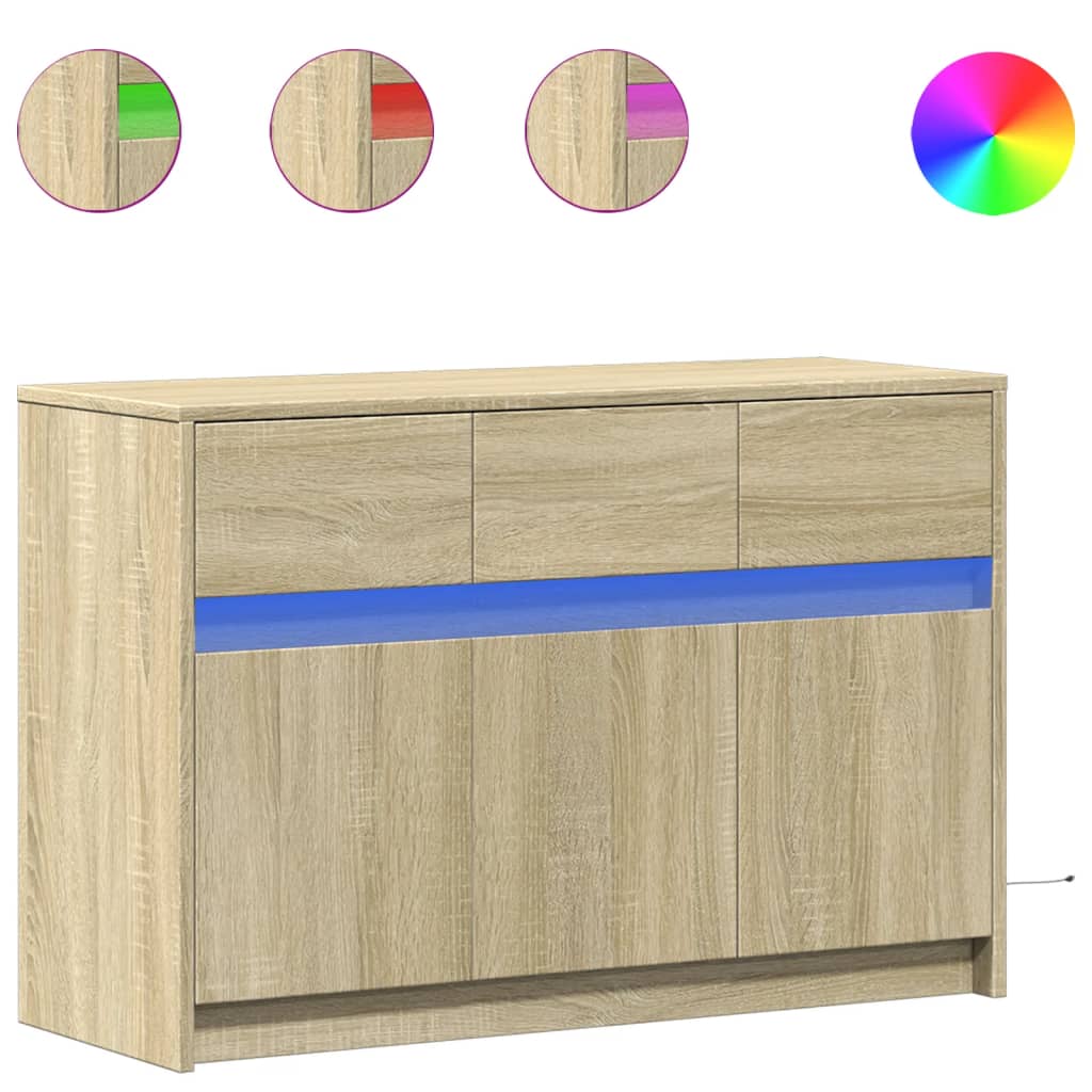 Έπιπλο Τηλεόρασης με LED Sonoma Δρυς 91x34x61 εκ. Επεξ. Ξύλο - Pakobazaar