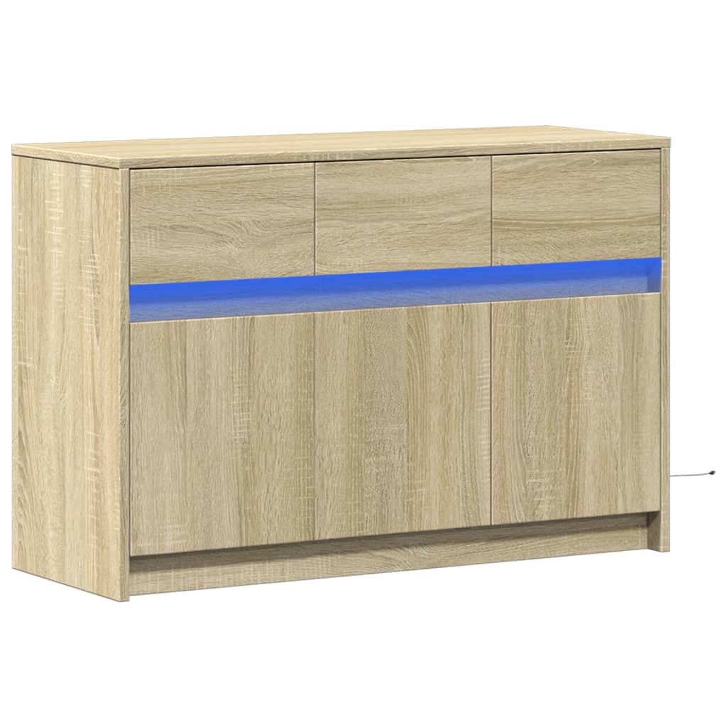 Έπιπλο Τηλεόρασης με LED Sonoma Δρυς 91x34x61 εκ. Επεξ. Ξύλο - Pakobazaar
