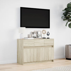 Έπιπλο Τηλεόρασης με LED Sonoma Δρυς 91x34x61 εκ. Επεξ. Ξύλο - Pakobazaar