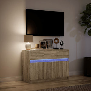 Έπιπλο Τηλεόρασης με LED Sonoma Δρυς 91x34x61 εκ. Επεξ. Ξύλο - Pakobazaar
