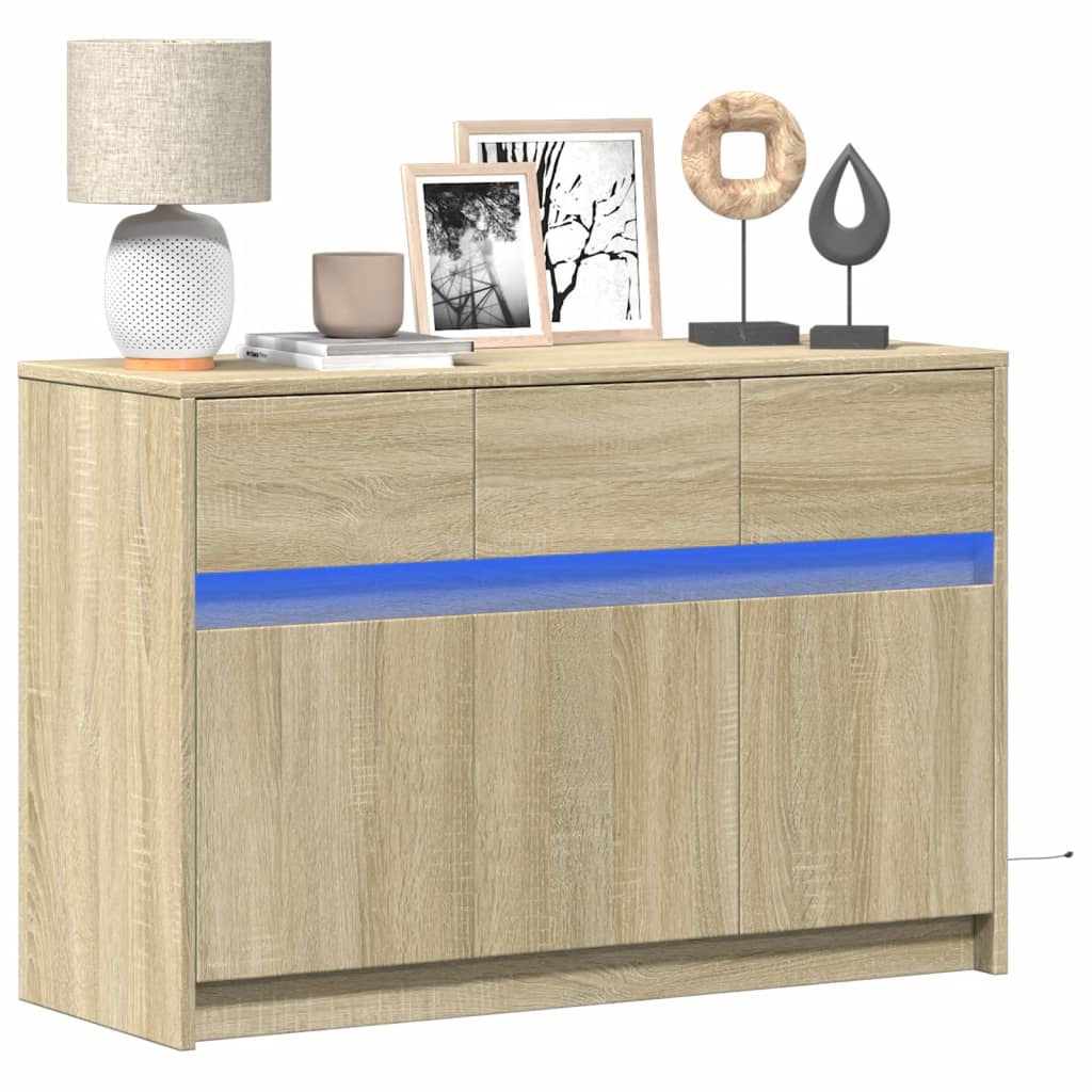 Έπιπλο Τηλεόρασης με LED Sonoma Δρυς 91x34x61 εκ. Επεξ. Ξύλο - Pakobazaar