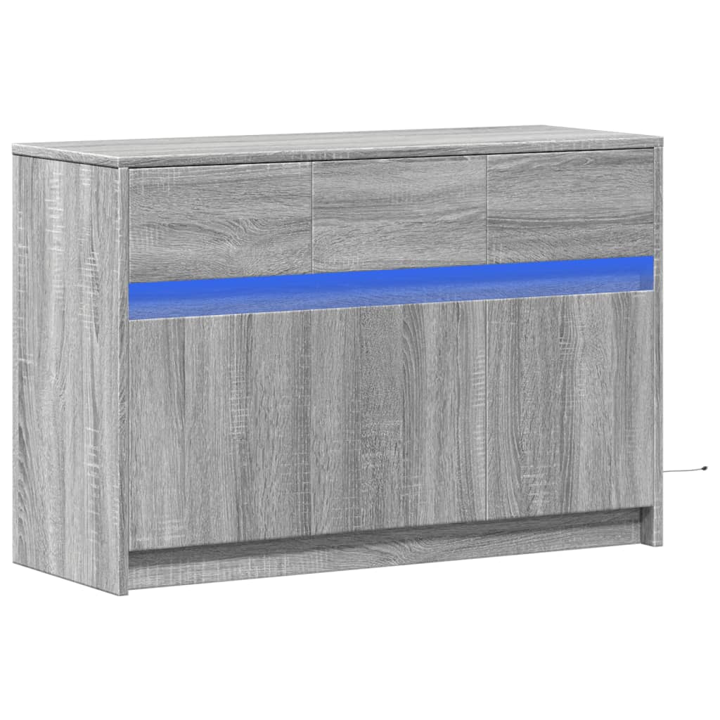 Έπιπλο Τηλεόρασης με LED Γκρι Sonoma 91x34x61 εκ. Επεξ. Ξύλο - Pakobazaar