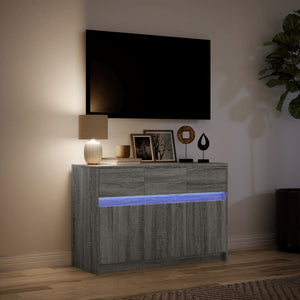 Έπιπλο Τηλεόρασης με LED Γκρι Sonoma 91x34x61 εκ. Επεξ. Ξύλο - Pakobazaar
