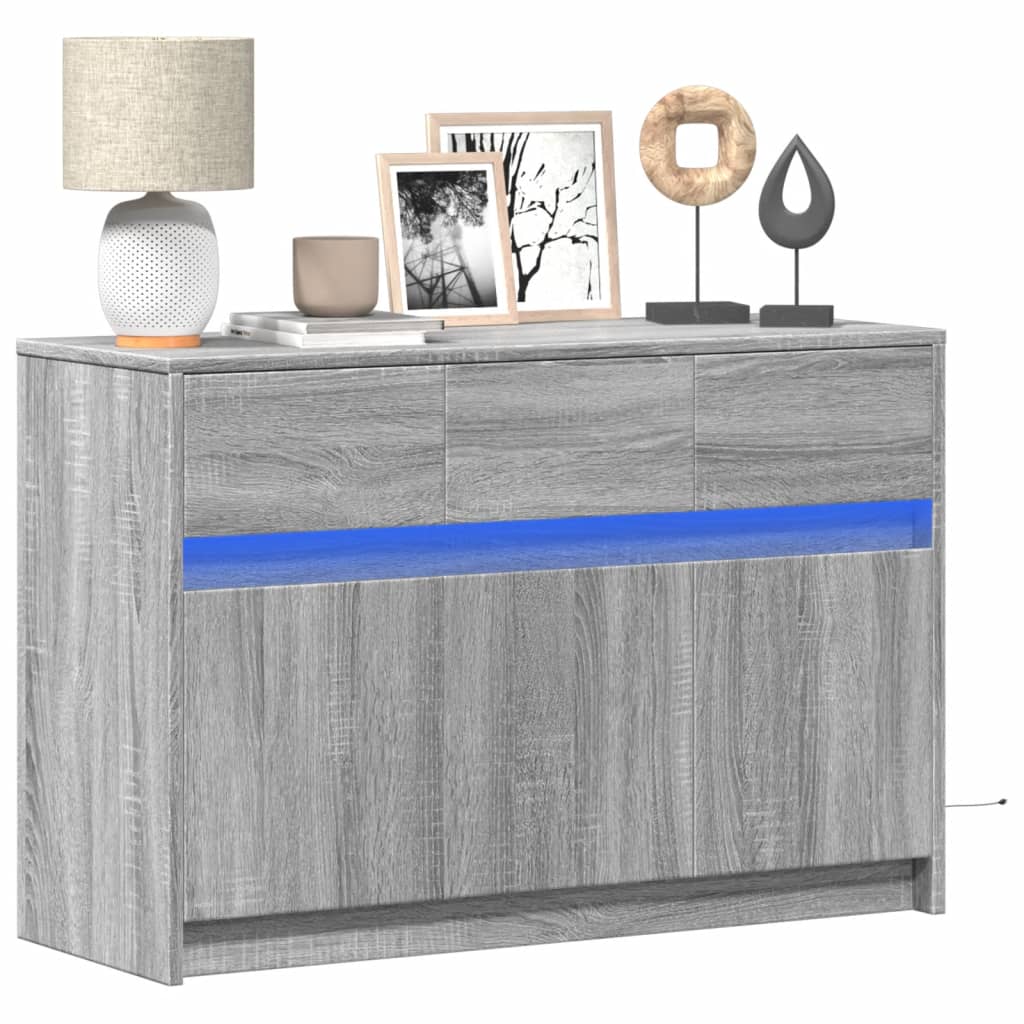 Έπιπλο Τηλεόρασης με LED Γκρι Sonoma 91x34x61 εκ. Επεξ. Ξύλο - Pakobazaar