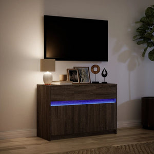 Έπιπλο Τηλεόρασης με LED Καφέ Δρυς 91x34x61 εκ. από Επεξ. Ξύλο - Pakobazaar