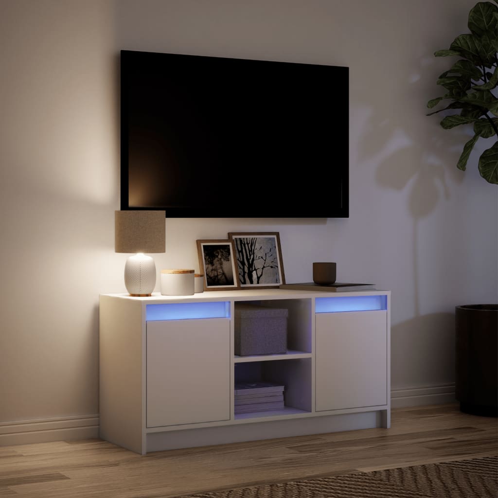 Έπιπλο Τηλεόρασης με LED Λευκό 100x34x50 εκ. από Επεξ. Ξύλο - Pakobazaar