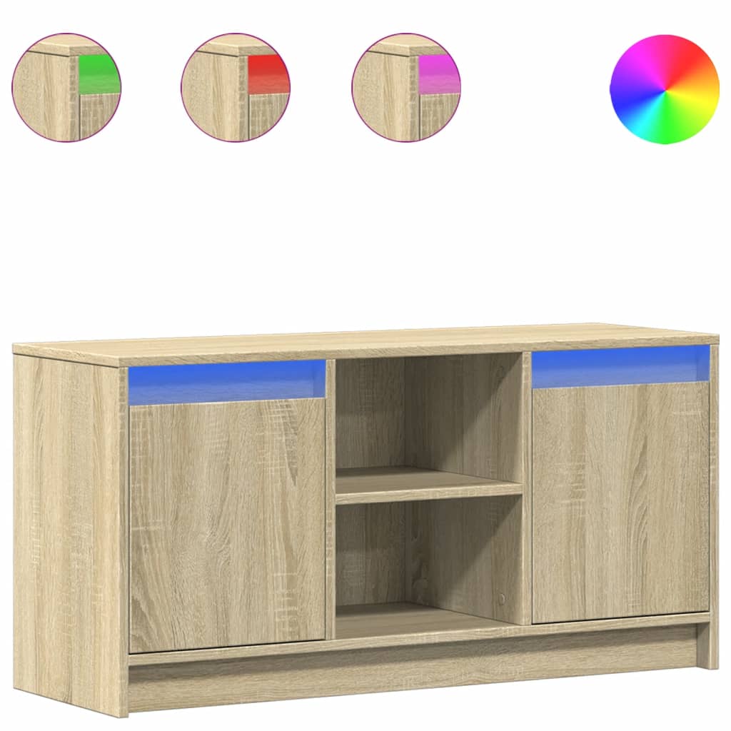 Έπιπλο Τηλεόρασης με LED Sonoma Δρυς 100x34x50 εκ. Επεξ. Ξύλο - Pakobazaar