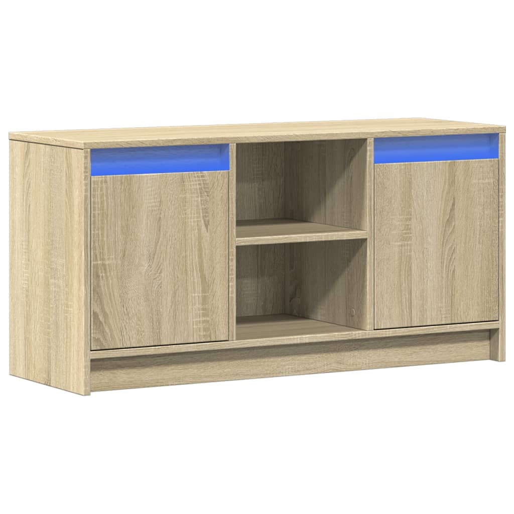 Έπιπλο Τηλεόρασης με LED Sonoma Δρυς 100x34x50 εκ. Επεξ. Ξύλο - Pakobazaar
