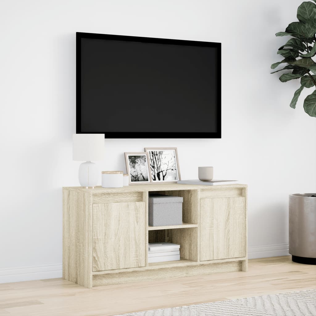 Έπιπλο Τηλεόρασης με LED Sonoma Δρυς 100x34x50 εκ. Επεξ. Ξύλο - Pakobazaar