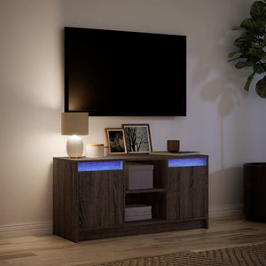 Έπιπλο Τηλεόρασης με LED Καφέ Δρυς 100x34x50 εκ. από Επεξ. Ξύλο