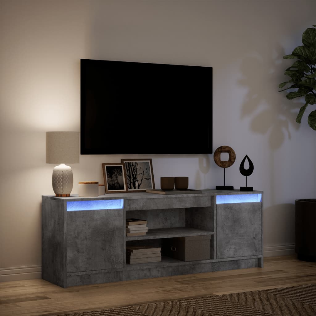 Έπιπλο Τηλεόρασης με LED Γκρι Σκυρ. 139,5x34x50 εκ. Επεξ. Ξύλο - Pakobazaar