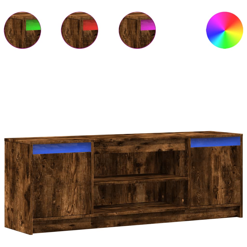 Έπιπλο Τηλεόρασης με LED Καπνιστή Δρυς 139,5x34x50εκ Επεξ. Ξύλο - Pakobazaar