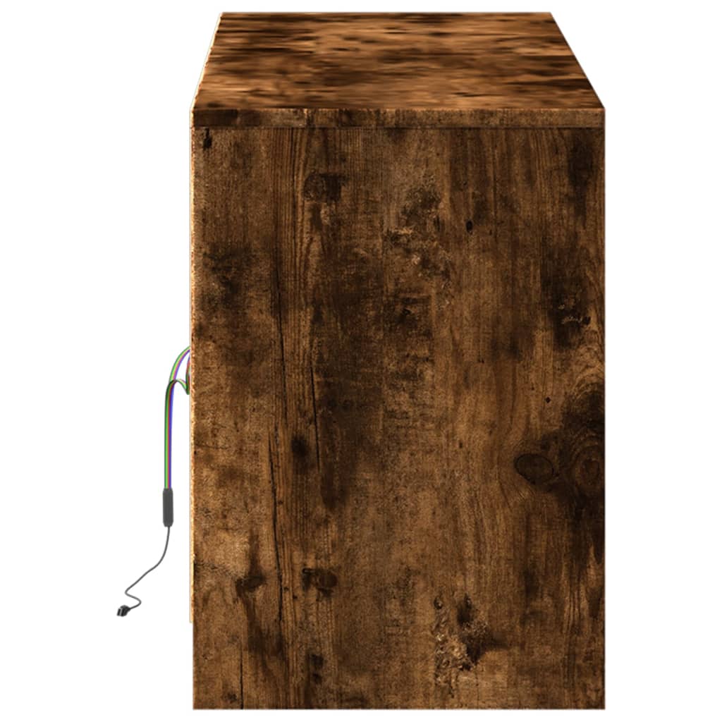 Έπιπλο Τηλεόρασης με LED Καπνιστή Δρυς 139,5x34x50εκ Επεξ. Ξύλο - Pakobazaar