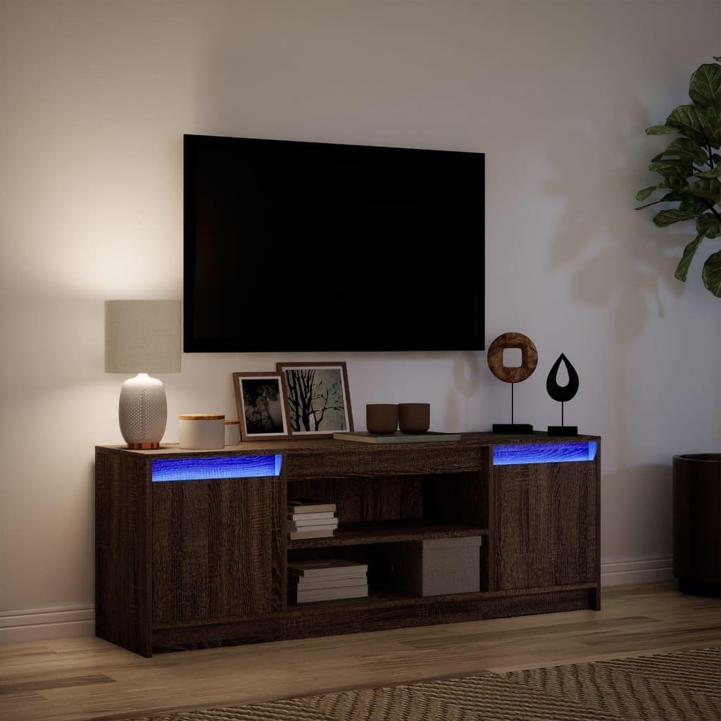 Έπιπλο Τηλεόρασης με LED Καφέ Δρυς 139,5x34x50 εκ. Επεξ. Ξύλο - Pakobazaar