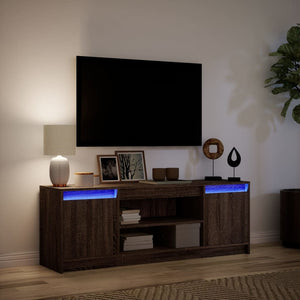Έπιπλο Τηλεόρασης με LED Καφέ Δρυς 139,5x34x50 εκ. Επεξ. Ξύλο - Pakobazaar
