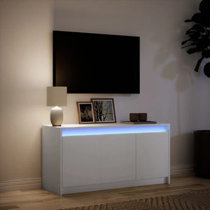 Έπιπλο Τηλεόρασης με LED Λευκό 100x34x50 εκ. από Επεξ. Ξύλο - Pakobazaar