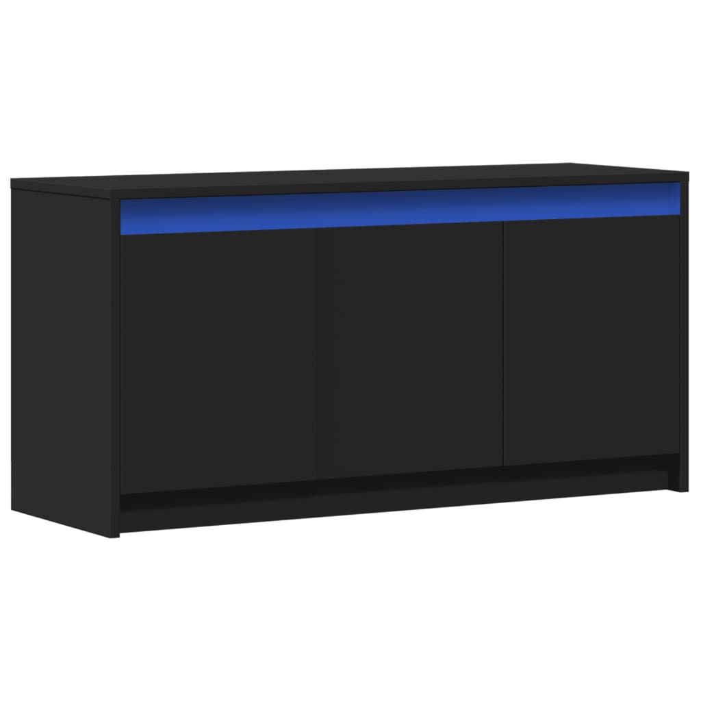 Έπιπλο Τηλεόρασης με LED Μαύρο 100x34x50 εκ. από Επεξ. Ξύλο
