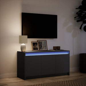 Έπιπλο Τηλεόρασης με LED Μαύρο 100x34x50 εκ. από Επεξ. Ξύλο
