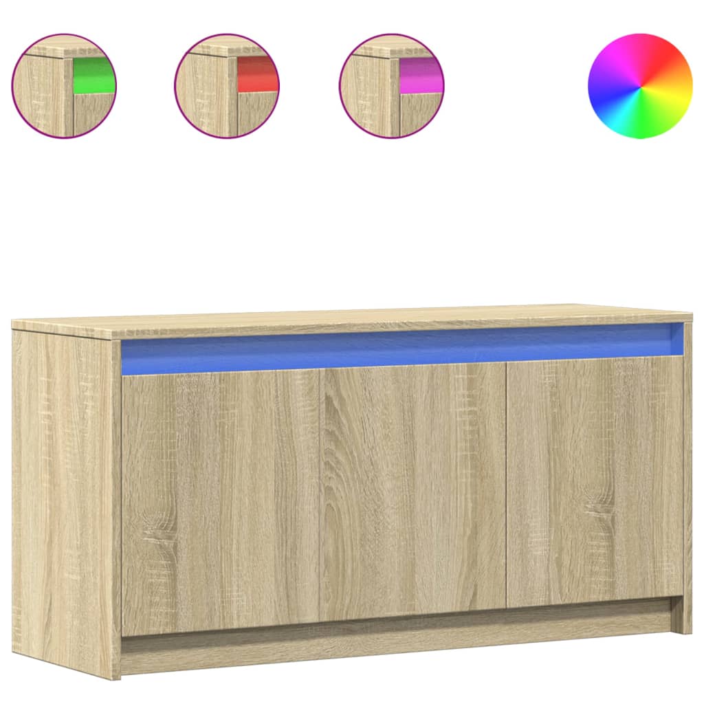 Έπιπλο Τηλεόρασης με LED Sonoma Δρυς 100x34x50 εκ. Επεξ. Ξύλο - Pakobazaar