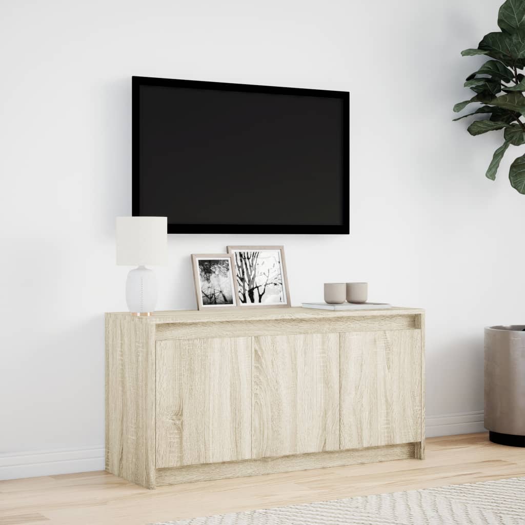 Έπιπλο Τηλεόρασης με LED Sonoma Δρυς 100x34x50 εκ. Επεξ. Ξύλο - Pakobazaar