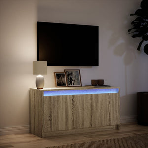 Έπιπλο Τηλεόρασης με LED Sonoma Δρυς 100x34x50 εκ. Επεξ. Ξύλο - Pakobazaar