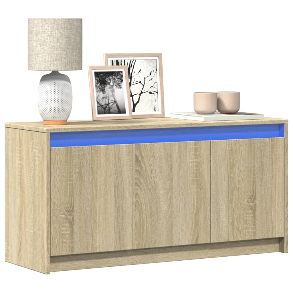 Έπιπλο Τηλεόρασης με LED Sonoma Δρυς 100x34x50 εκ. Επεξ. Ξύλο - Pakobazaar