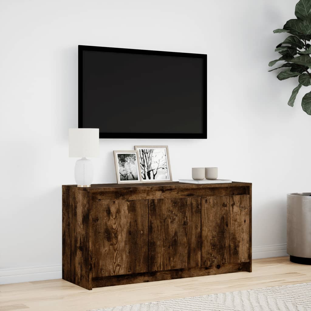 Έπιπλο Τηλεόρασης με LED Καπνιστή Δρυς 100x34x50 εκ. Επεξ. Ξύλο - Pakobazaar