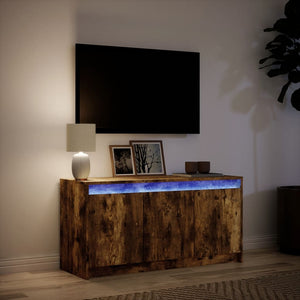 Έπιπλο Τηλεόρασης με LED Καπνιστή Δρυς 100x34x50 εκ. Επεξ. Ξύλο - Pakobazaar