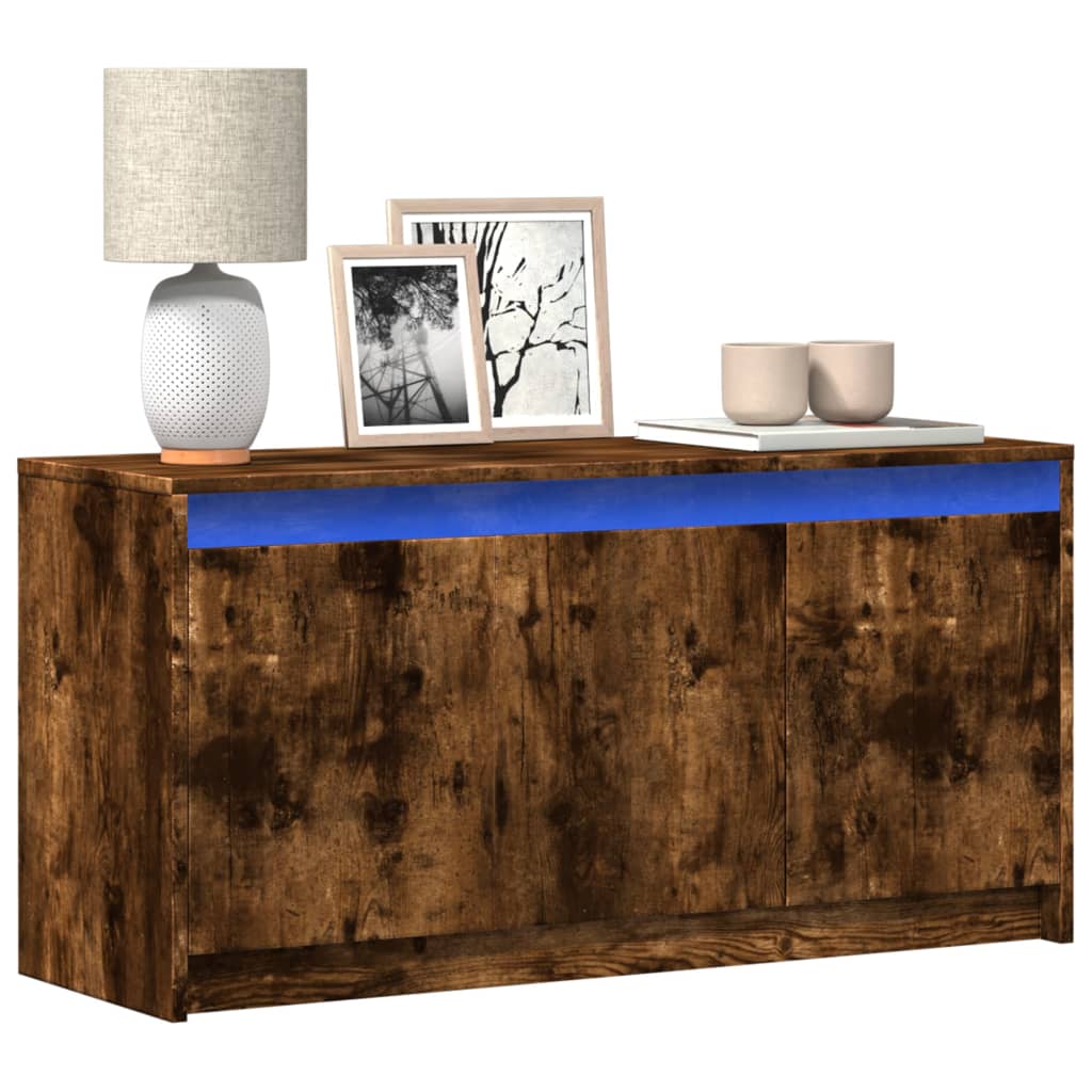 Έπιπλο Τηλεόρασης με LED Καπνιστή Δρυς 100x34x50 εκ. Επεξ. Ξύλο - Pakobazaar