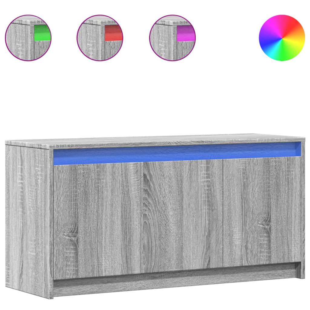 Έπιπλο Τηλεόρασης με LED Γκρι Sonoma 100x34x50 εκ. Επεξ. Ξύλο - Pakobazaar