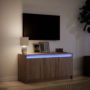 Έπιπλο Τηλεόρασης με LED Καφέ Δρυς 100x34x50 εκ. από Επεξ. Ξύλο