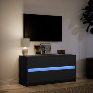 Έπιπλο Τηλεόρασης με LED Μαύρο 100x34x50 εκ. από Επεξ. Ξύλο
