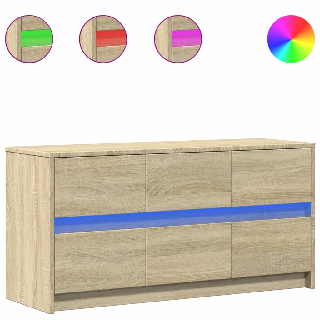Έπιπλο Τηλεόρασης με LED Sonoma Δρυς 100x34x50 εκ. Επεξ. Ξύλο - Pakobazaar