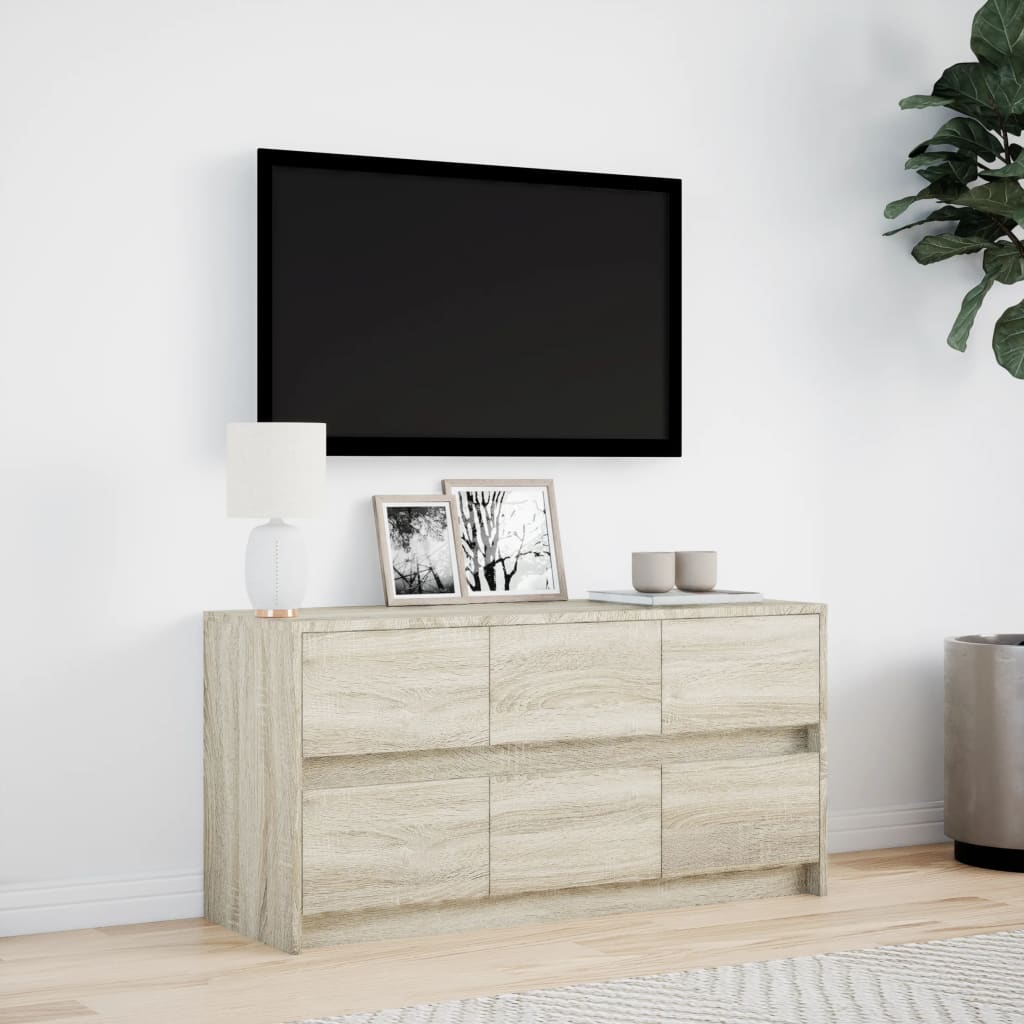 Έπιπλο Τηλεόρασης με LED Sonoma Δρυς 100x34x50 εκ. Επεξ. Ξύλο - Pakobazaar