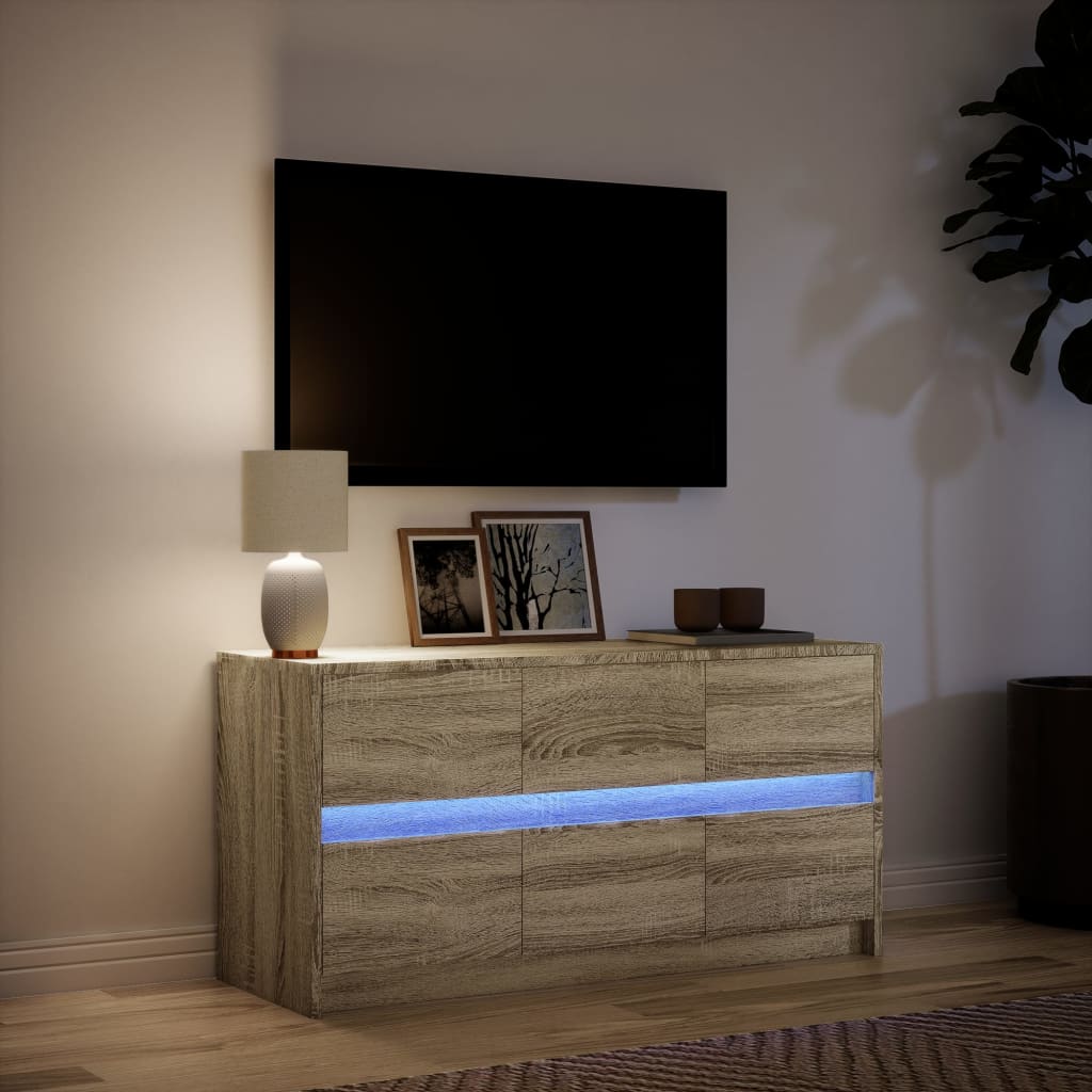 Έπιπλο Τηλεόρασης με LED Sonoma Δρυς 100x34x50 εκ. Επεξ. Ξύλο - Pakobazaar